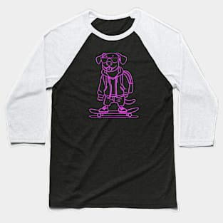 Puppy on the skateboard 2 pink outline Baseball T-Shirt